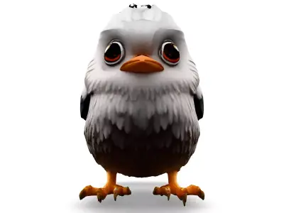 Adorable Cartoon Baby Bird 3D Model Low-poly 3D model