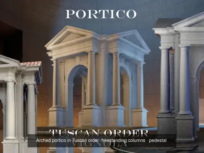 gazebo Arched portico in Tuscan orde on Vignola 3D Model Collection