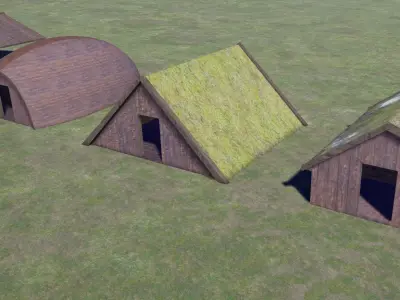 Vikings Norse reallistic architecture pack Low-poly 3D model