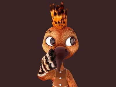 Cartoon Hoopoe Rigged 3D model