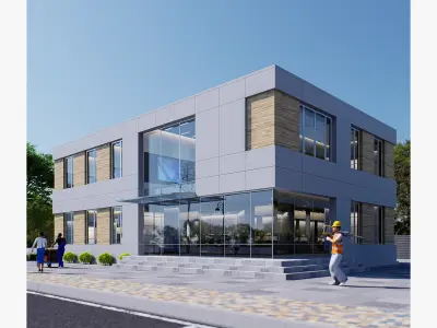 Commercial building Low-poly 3D model