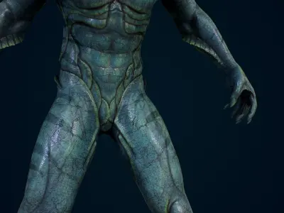 Fish people the deep ones Low-poly 3D model