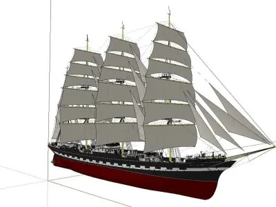 Russian Ship Kruzenshtern Low-poly 3D model