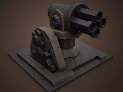 Stylized Cannon Free low-poly 3D model