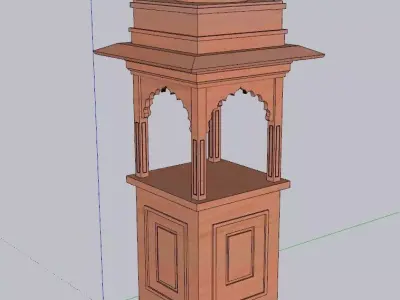 indian jodhpuri stone piller column Low-poly 3D model