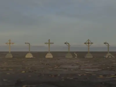 Hand Sculpted cemetery gravestones part 10 Low-poly 3D model