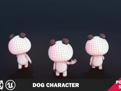 Funny Dog Character Low-poly 3D model