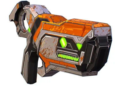 LowPoly Sci-Fi Cartoon Pistol Gun Vector Style Low-poly 3D model