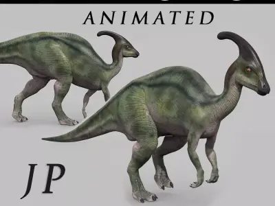 Parasaurolophus 8192 HD - 3d animated model Low-poly 3D model