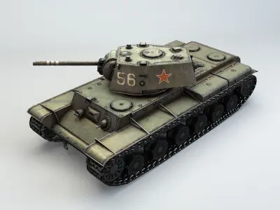 Low Poly KV -1 heavy tank Low-poly 3D model