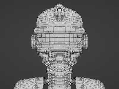 Robohead robot wearing helmet Low-poly 3D model