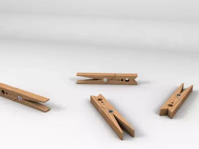 Clothespin wooden clothes peg Free 3D model