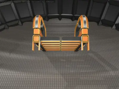 Sci-Fi Stairs - 2 - Orange Version Low-poly 3D model