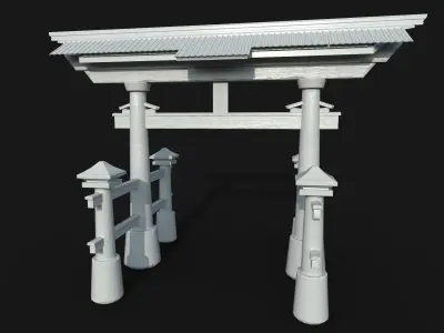 Japanese Shrine Gate Torri Low-poly 3D model