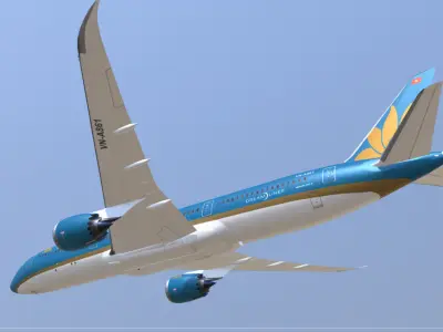 Boeing 787-9 Vietnam airlines livery Low-poly 3D model