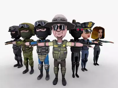 Low poly Police Force Low-poly 3D model