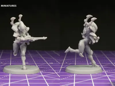 Space Elf Female Soldier Pose 3 - 7 Variants and 2 Pinups 3D print model