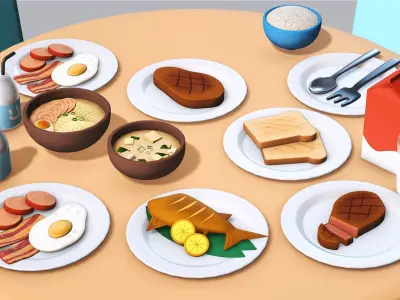 Family Meal Bundle Low-poly 3D model
