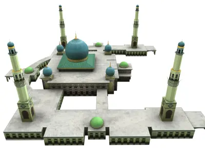 mesjid agung pekanbaru - mosque pekanbaru Low-poly 3D model