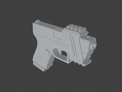 Glock 19 3D model Blender Low-poly 3D model
