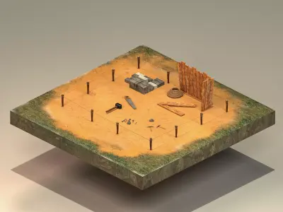 Building Foundation 4  Low-poly 3D model