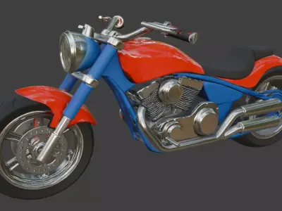 Cartoon Motorcycle 3D Model 3D model 6