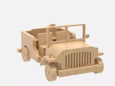 Wooden Jeep Low-poly 3D model