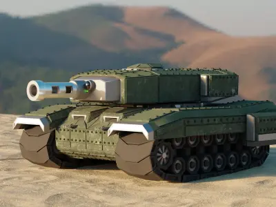 Futuristic Low Poly Tank Low-poly 3D model