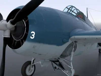 F4F-3 WILDCAT F3 -Butch- Low-poly 3D model