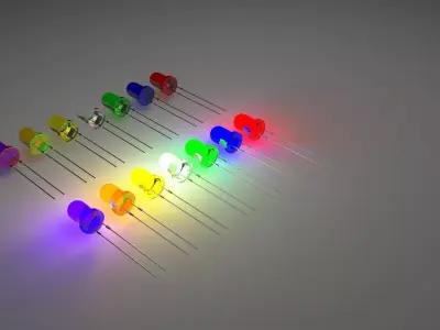 Illuminated and Not Illuminated Light Emitting Diodes Collection 3D model