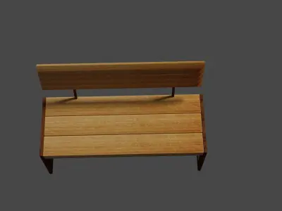 Streetbench wooden bench Low-poly 3D model