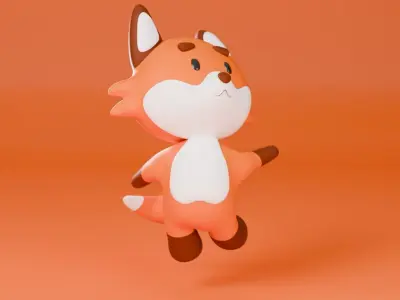 Cute Fox Character 3D Model  Low-poly 3D model