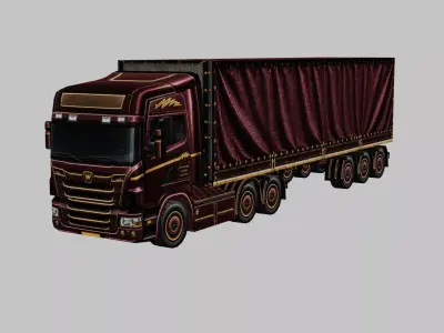 Cargo Semi Truck 3D Model 012 Low-poly 3D model