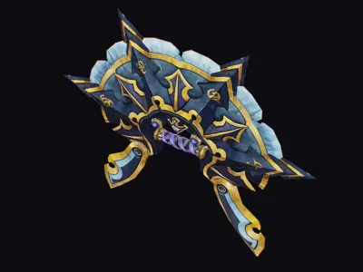 Cross Shuriken War Fan Cutting Asian Edged Weapon Low-poly 3D model