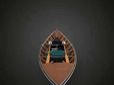 Canoe wooden boat 3D model