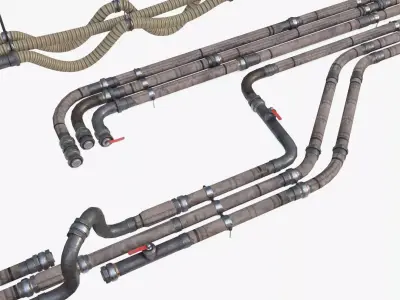 Modular Pipes - Old Jute Insulated Low-poly 3D model