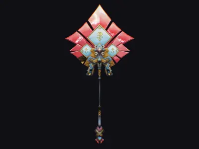 Magical Staff Magic Stick Fantasy Wand Axe Props Lowpoly Item Low-poly 3D model