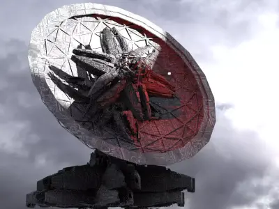 Alien Flower Array Satellite base 2 3D model