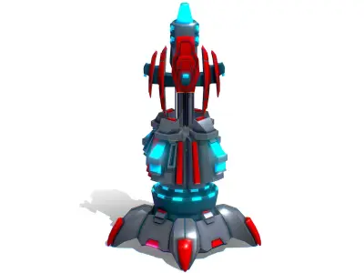 Robotic Automatic Laser Cannon Low-poly 3D model