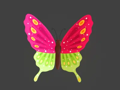 Butterfly Wing Flapping 7 Animated Low-poly 3D model