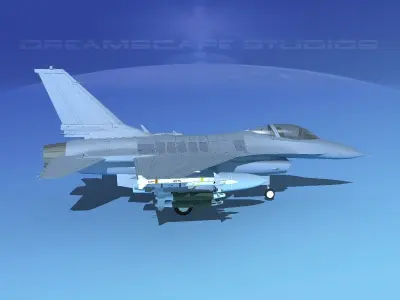 Gen Dyn F-16A Falcon Bare Metal 3D model