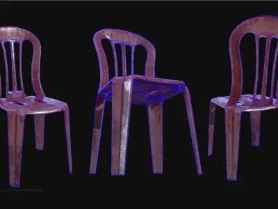 Old Plastic Chair  Low-poly 3D model