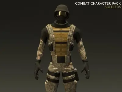 Combat Character Pack 1 Soldiers Low-poly 3D model