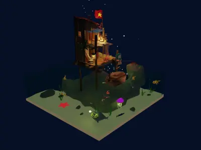 sea shack night 3D model