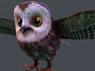 Owl bird Low-poly 3D model