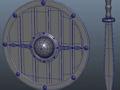 Medieval shield and sword 3D model