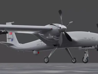 Bayraktar Akinci B High detailed Low-poly 3D model