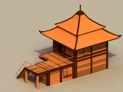 Low Poly Traditional Japanese House Low-poly 3D model
