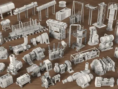 Industrial Units Collection 2 - 40 pieces 3D model