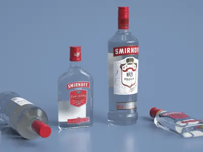 Smirnoff No21 Vodka Bottles Set 3D model